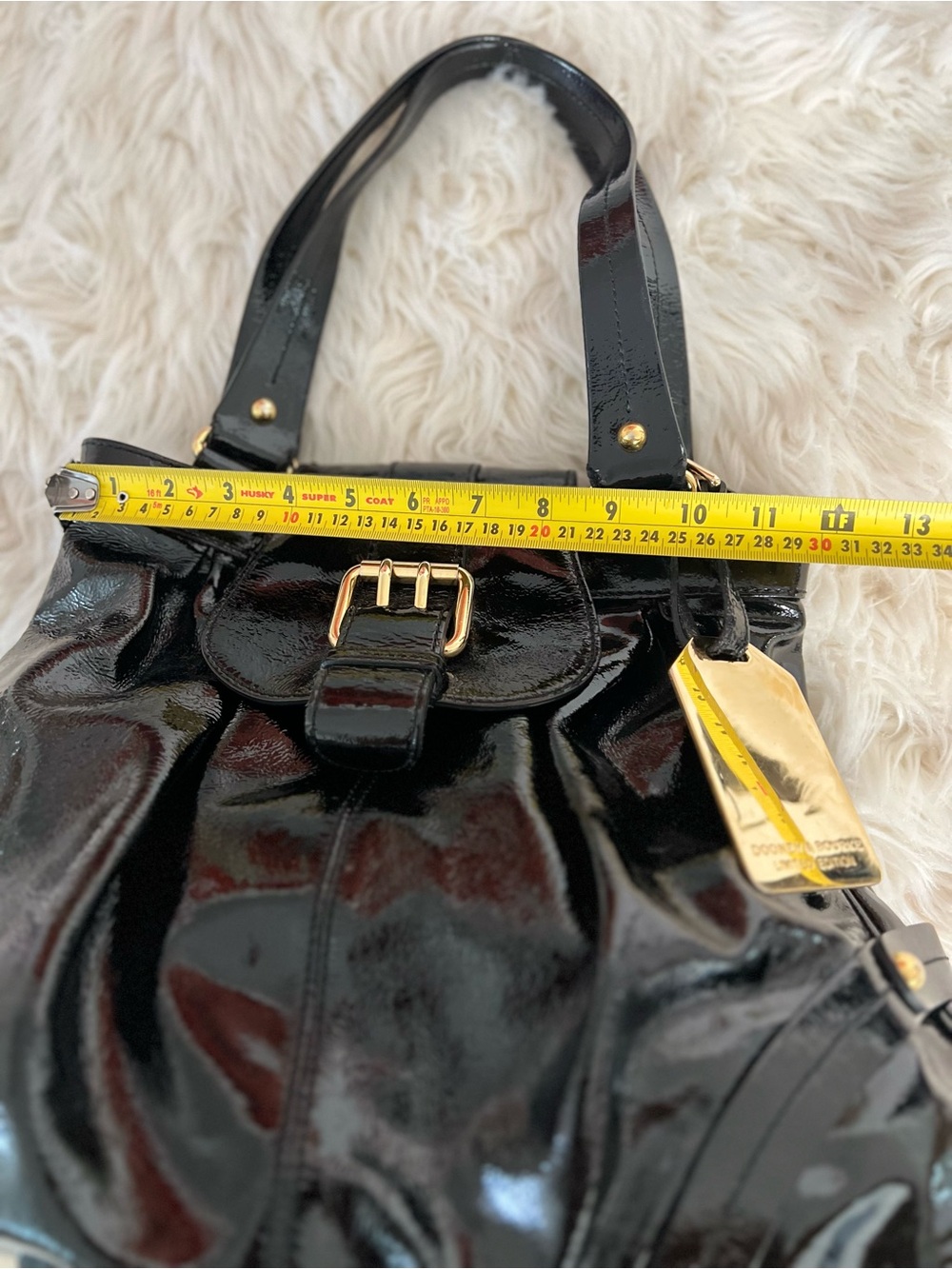 Dooney & Bourke Hayden Limited Edition Black Patent Leather Shoulder Bag Y2K - Picture 6 of 12
